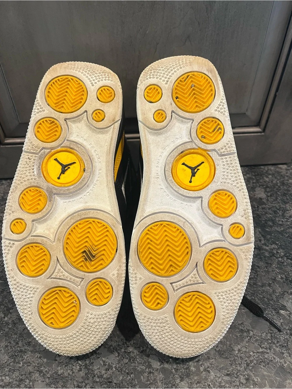 Jordan Flights Kids Black and Yellow High-Top Sneakers Size 5.5 youth